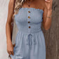⏳Time-limited Special⏰Women's Strapless Frill Trim Shirred Tie Front Wide Leg Tube Romper