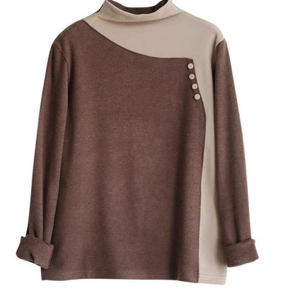 [Best Gift for Her] Fashion Casual Button-Spliced Warm Top