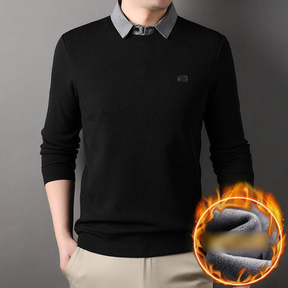 False Two-Piece Men's Warm Knit Sweater