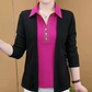 2-in-1 Sparkling Lapel Top for Middle-Aged Women