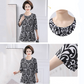 Plus Size 3D Printed Short Sleeve Top for Middle-Aged Women